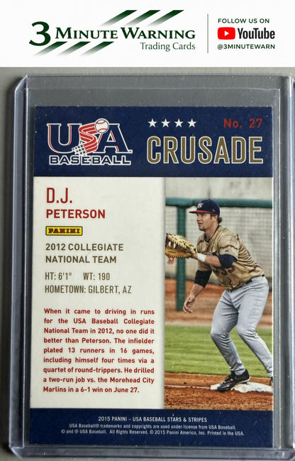 2015 Panini USA Baseball Stars & Stripes #27 D.J. Peterson Crusade Blue