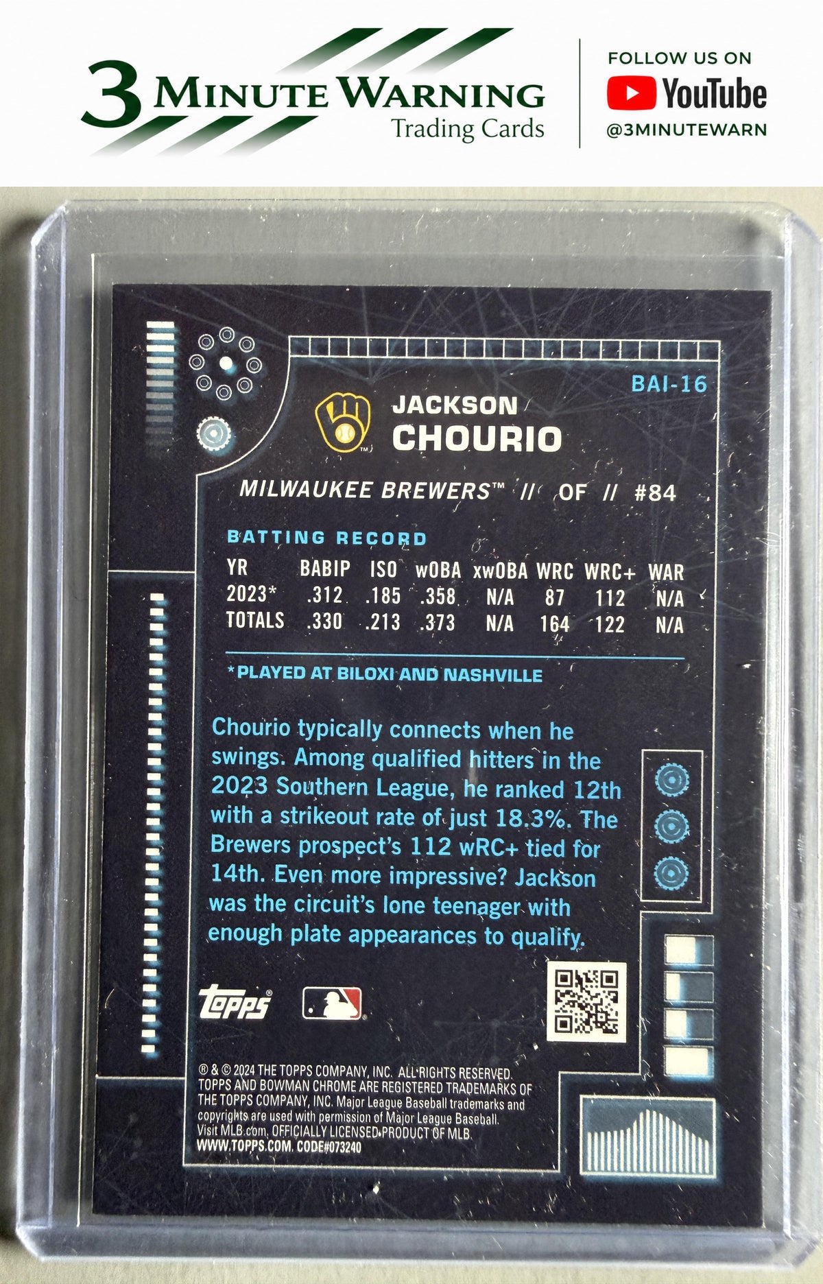 2024 Bowman #BAI-16 Jackson Chourio Bowman A.I.