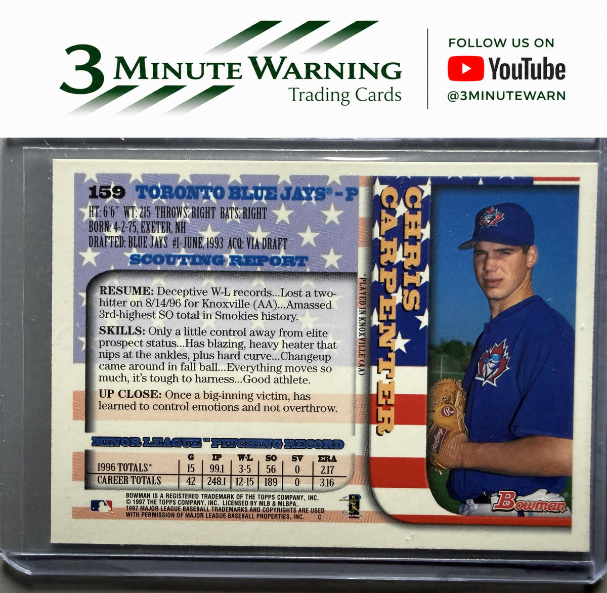 1997 Bowman #159b Chris Carpenter International