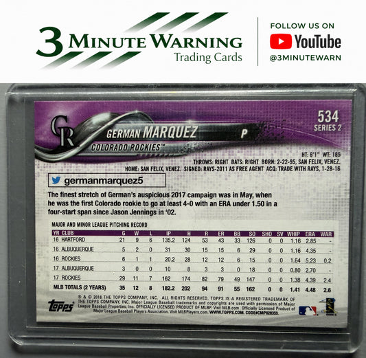 2018 Topps #534 German Marquez