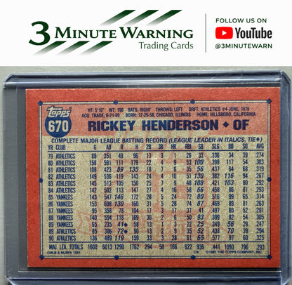 1991 Topps #670 Rickey Henderson