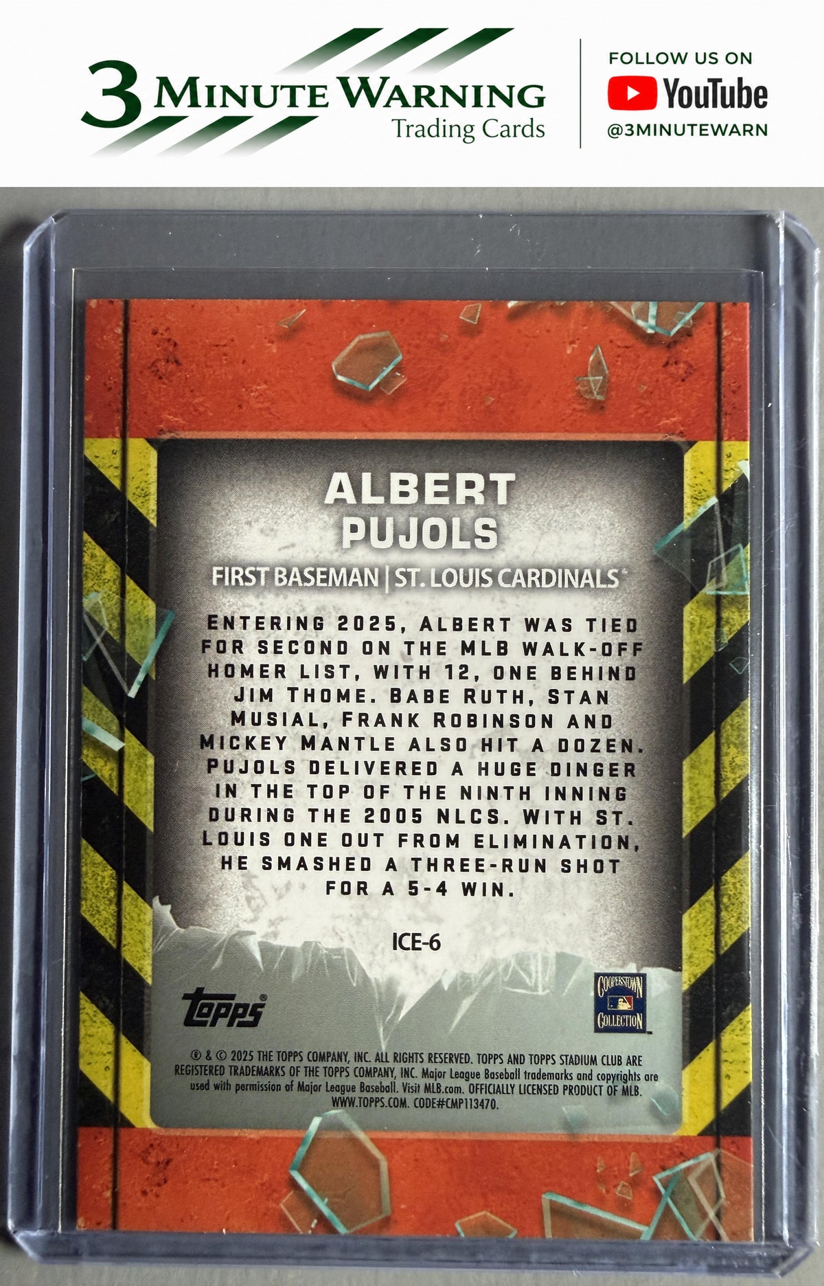 2025 Stadium Club #ICE-6 Albert Pujols In Case of Emergency