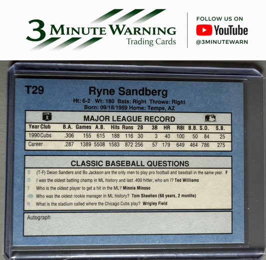 1991 Classic I #T29 Ryne Sandberg