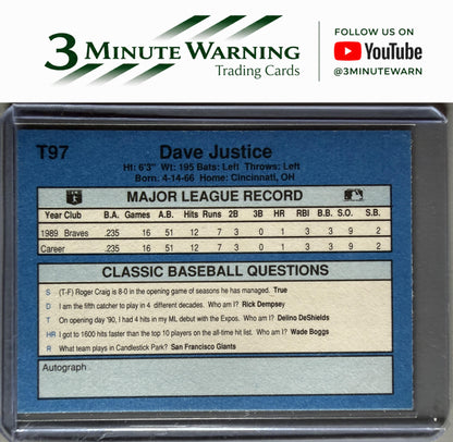 1990 Classic Yellow #T97 Dave Justice