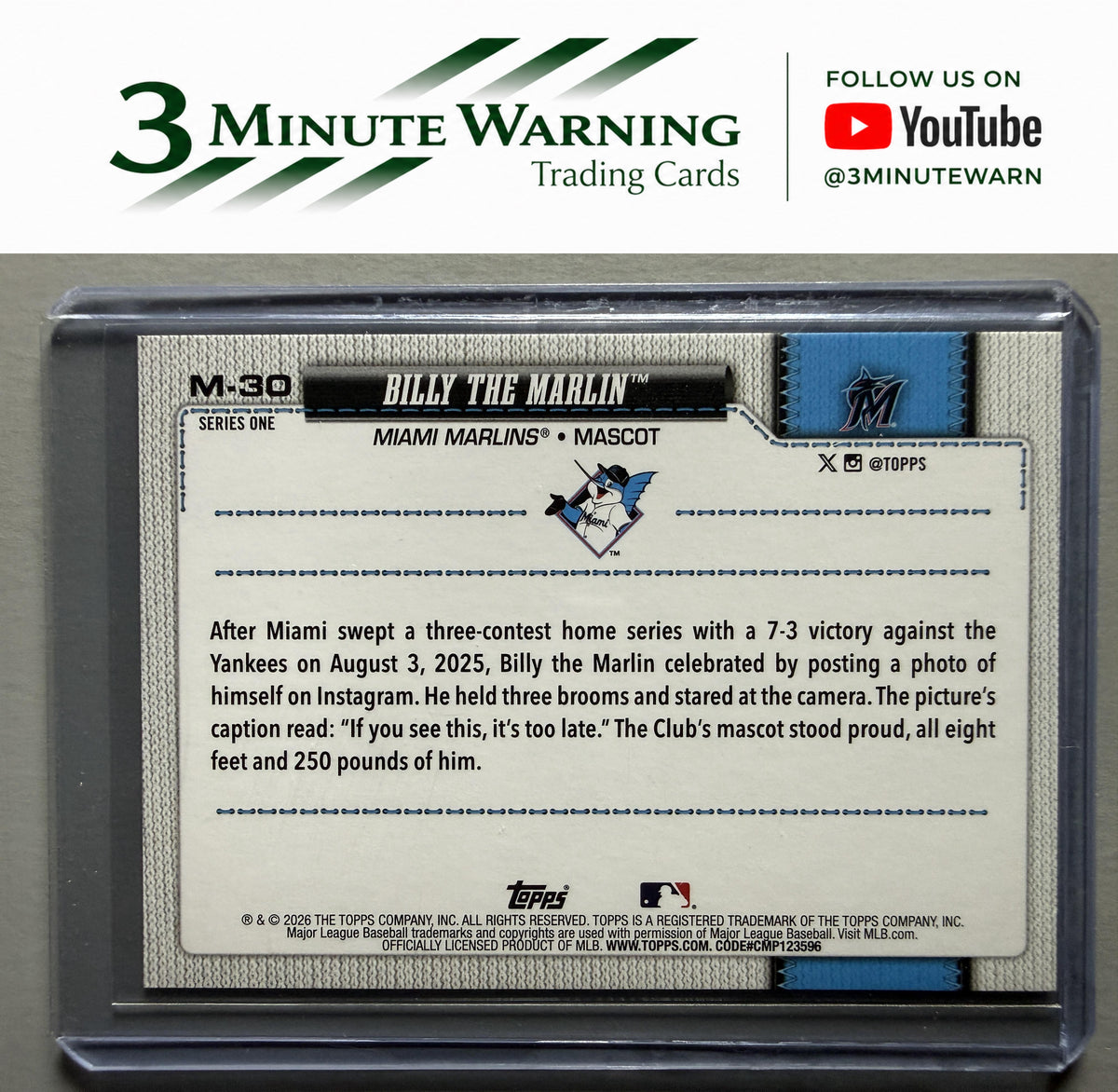 2026 Topps #M-30 Billy the Marlin Mascots
