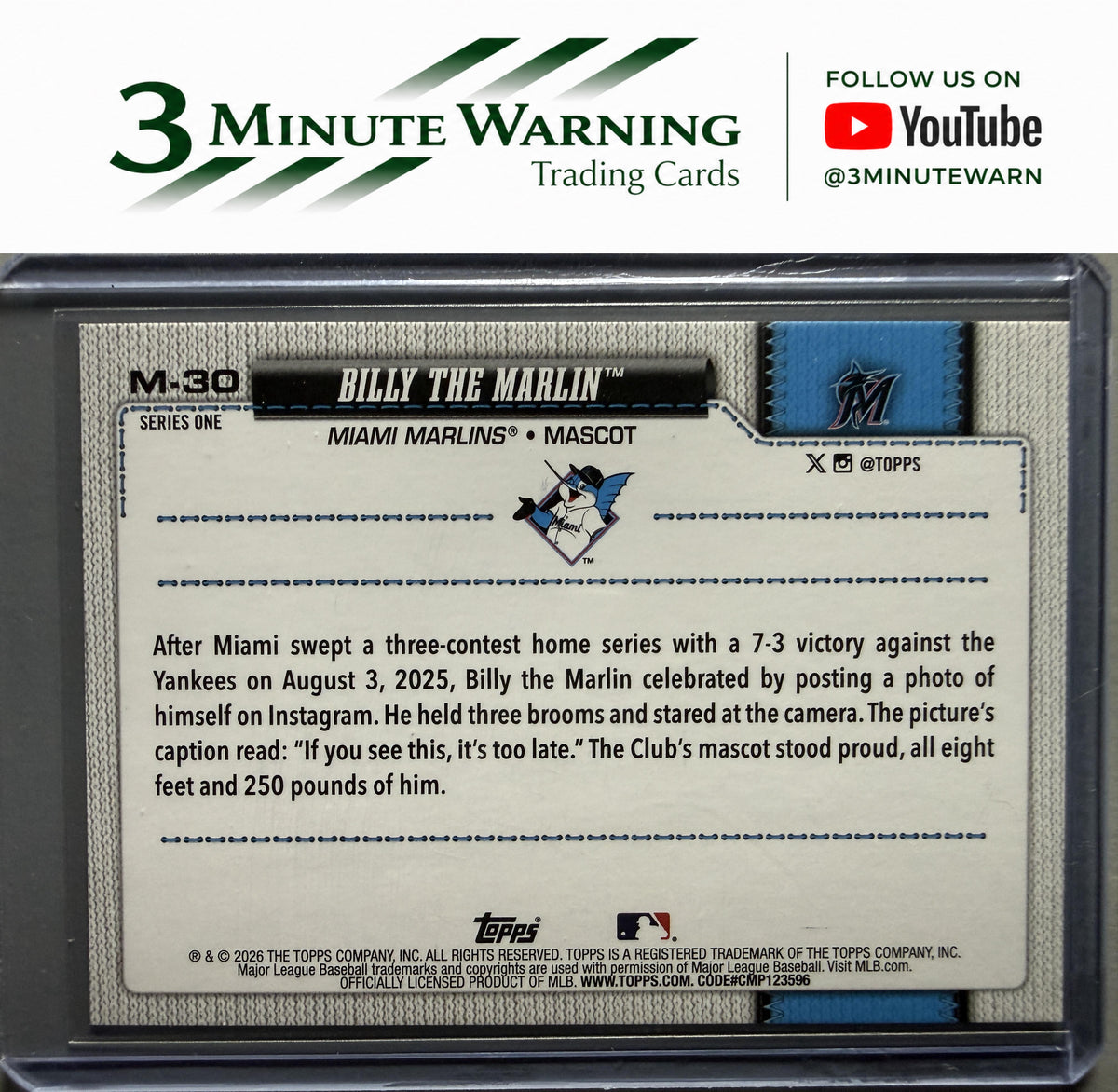 2026 Topps #M-30 Billy the Marlin Mascots