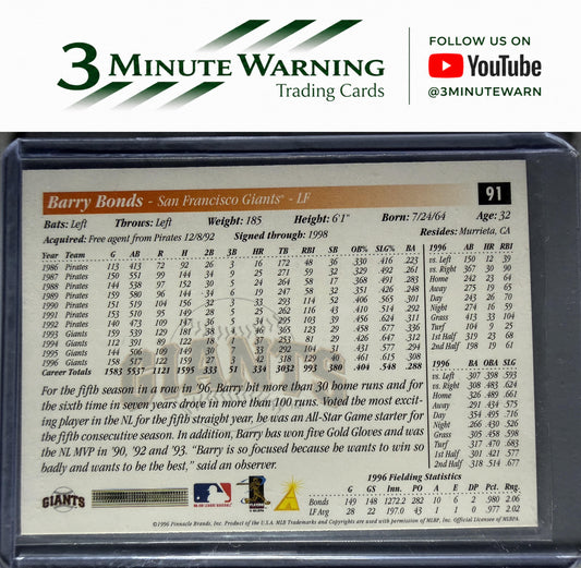 1997 Score #91 Barry Bonds