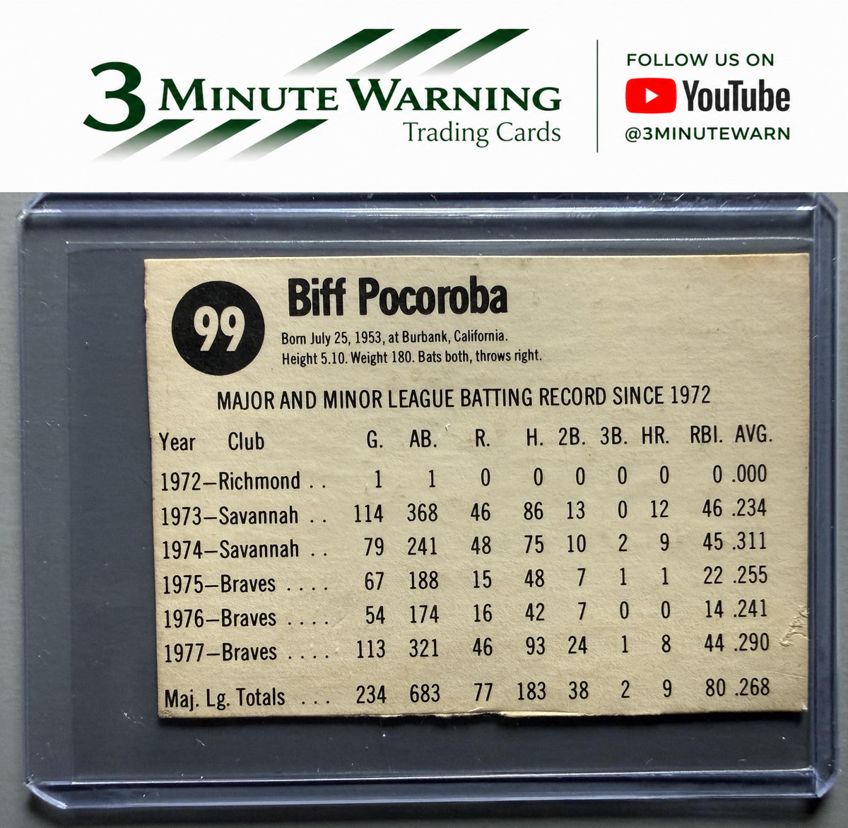 1978 Hostess #99 Biff Pocoroba