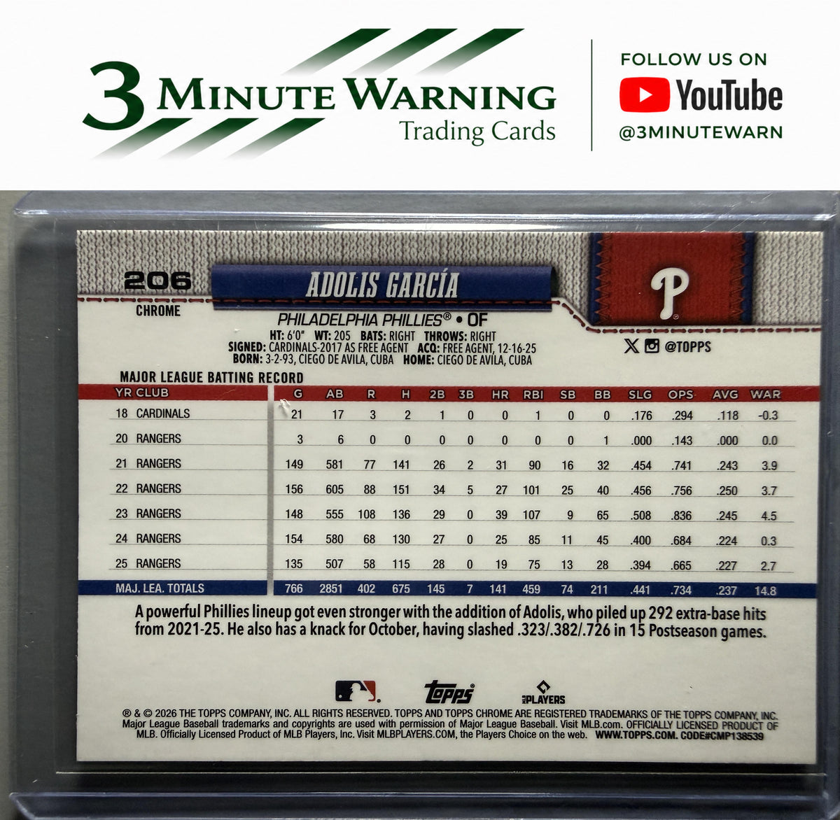 2026 Topps Chrome #206 Adolis Garcia