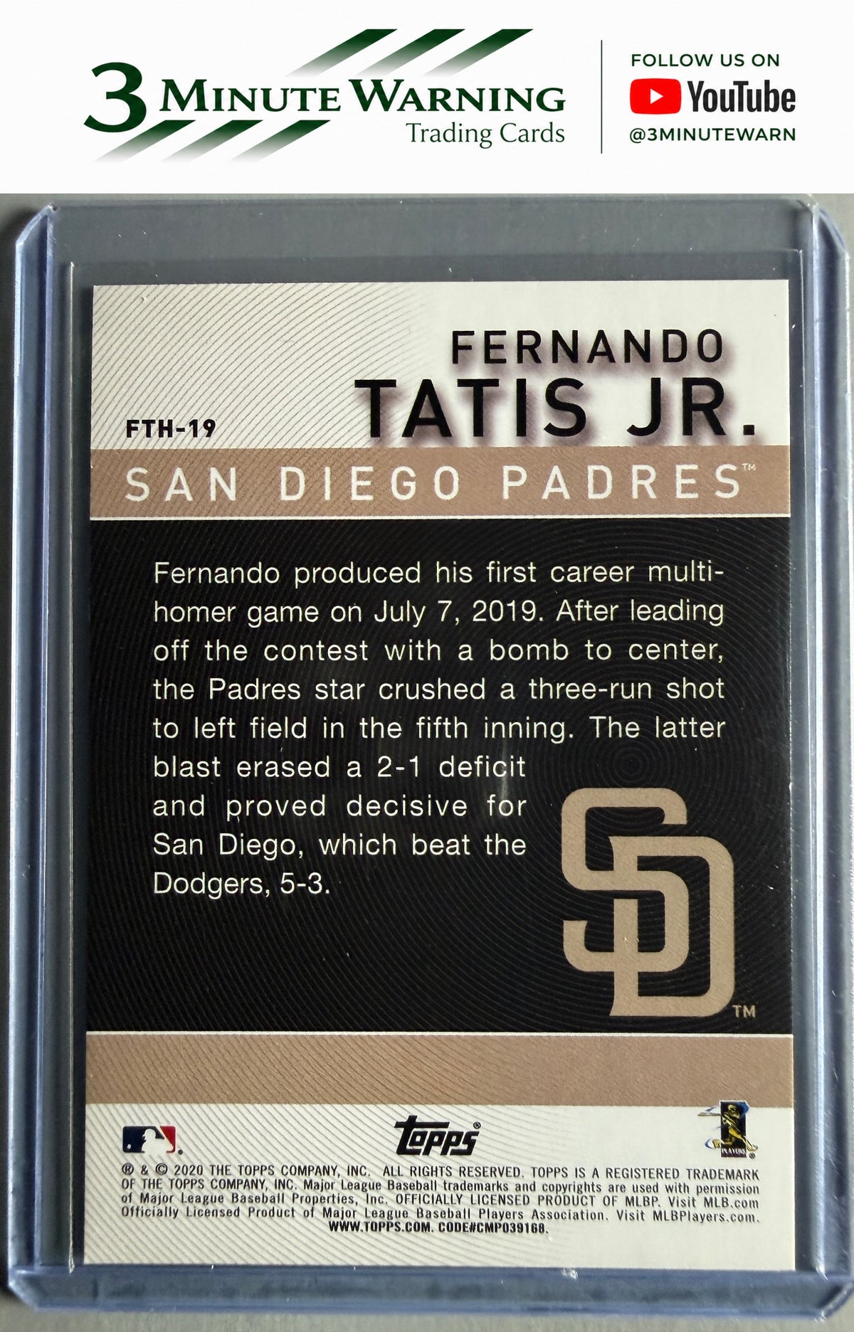 2020 Topps #FTH-19 Fernando Tatis Jr. Fernando Tatis Jr. Highlights