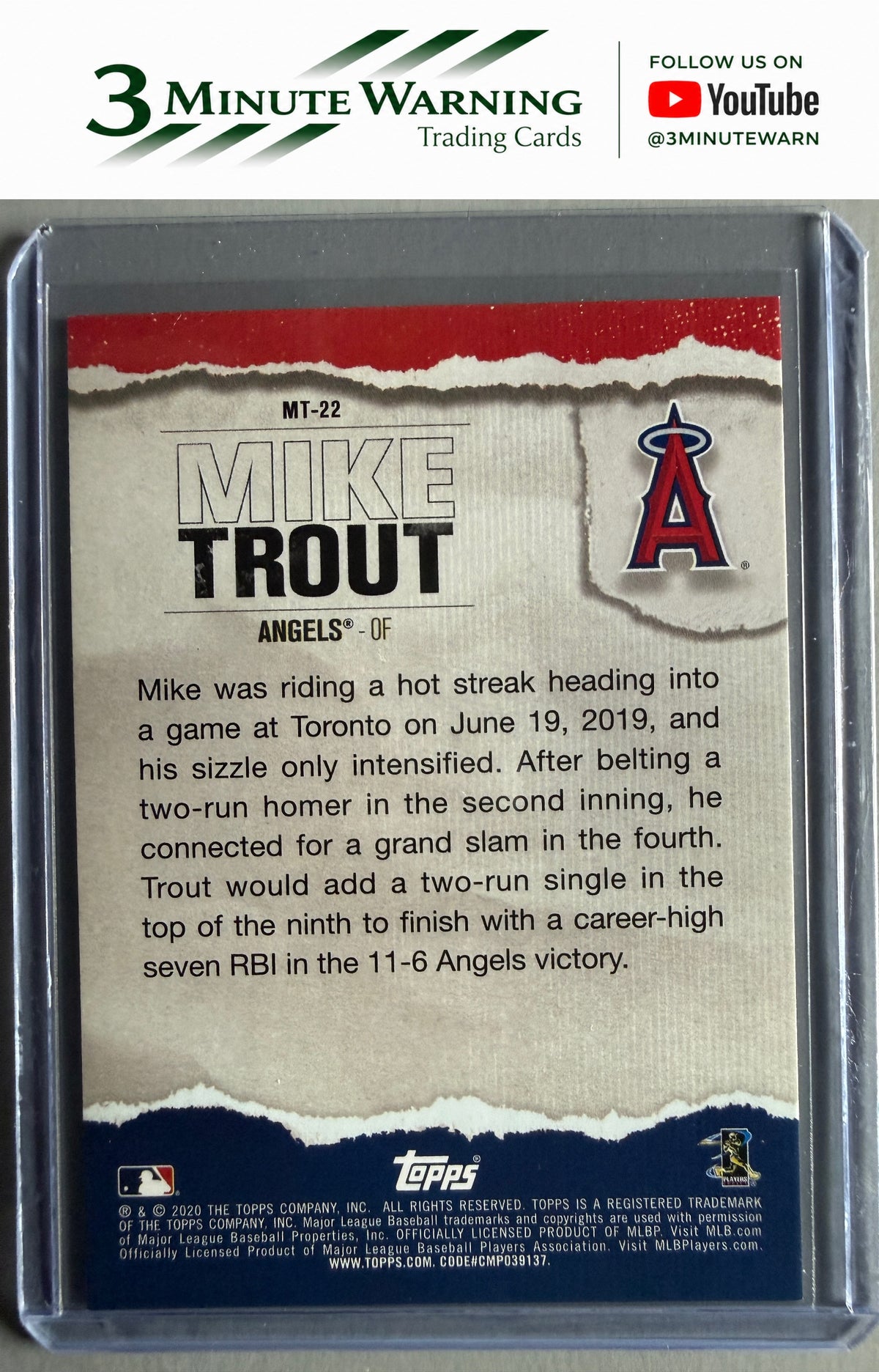2020 Topps #MT-22 Mike Trout Topps Player of the Decade: Mike Trout