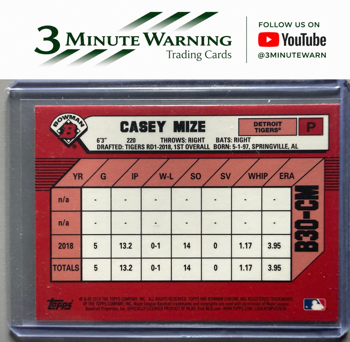 2019 Bowman #B30-CM Casey Mize 30th Anniversary Bowman