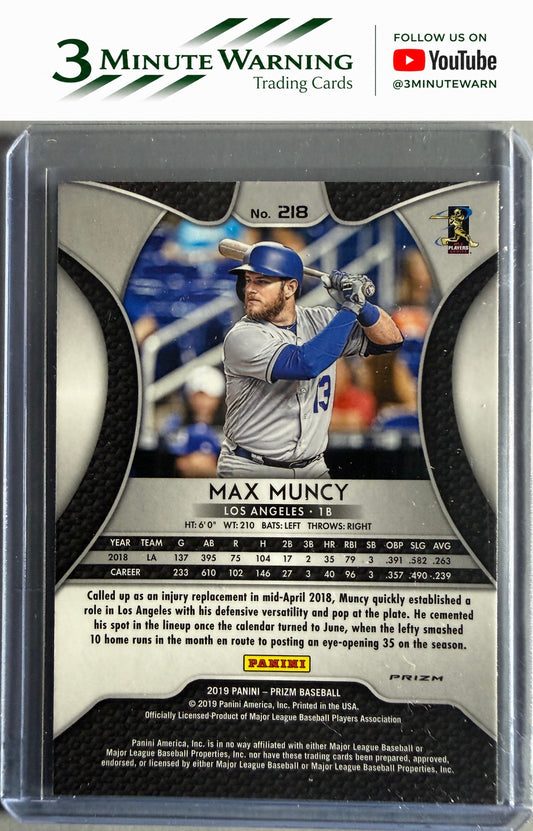 2019 Panini Prizm #218 Max Muncy Hyper Prizm Blue Prizm