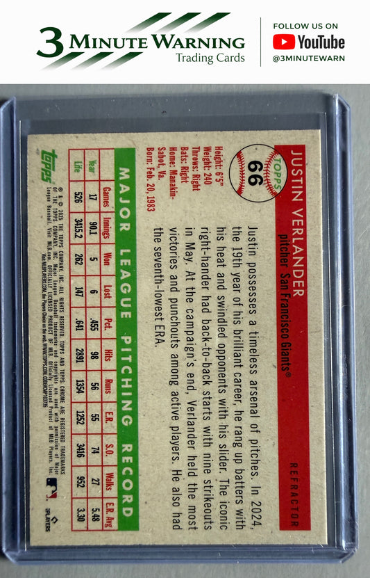 2025 Topps Chrome Platinum #66 Justin Verlander Refractor