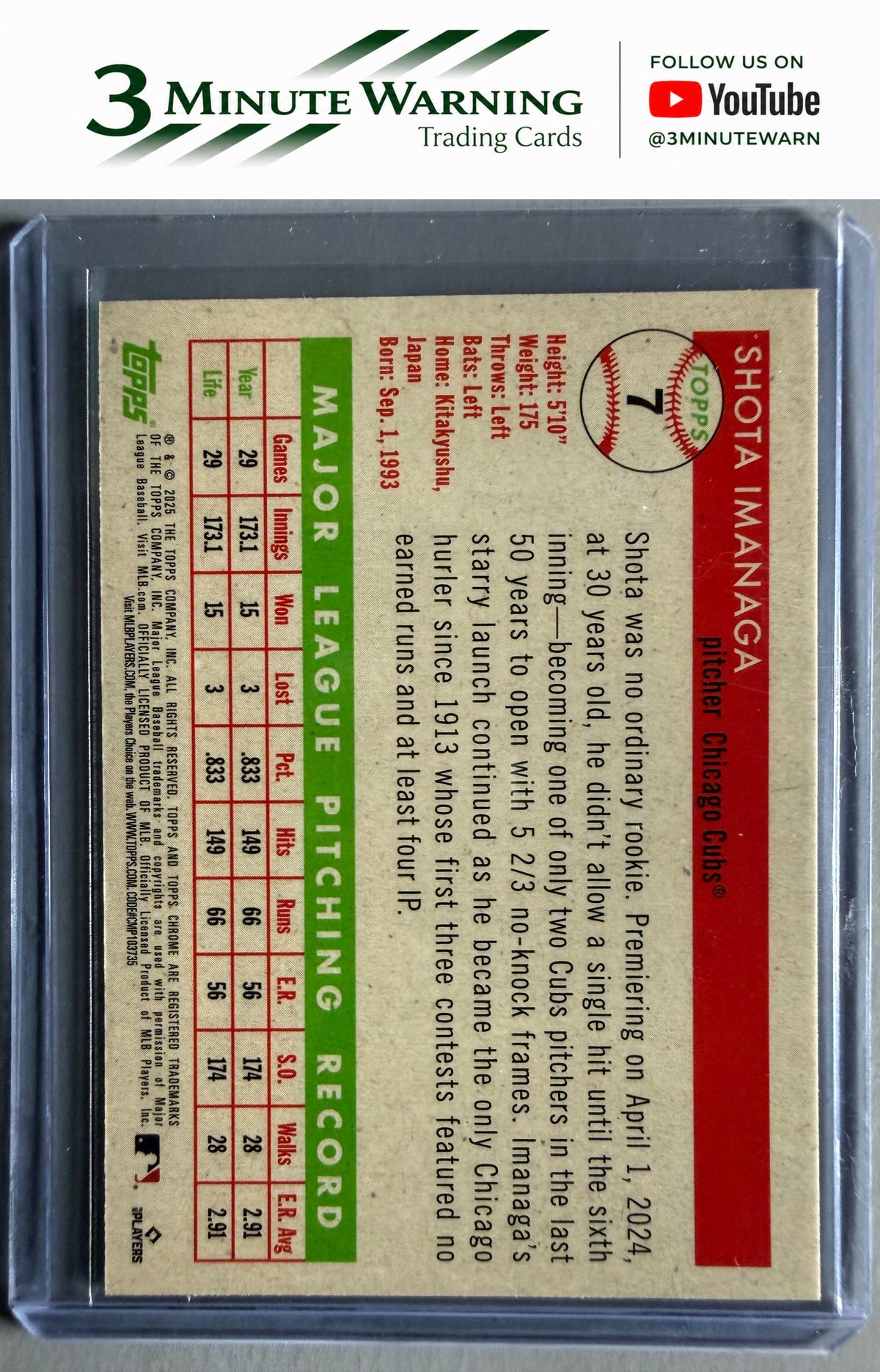 2025 Topps Chrome Platinum #7 Shota Imanaga