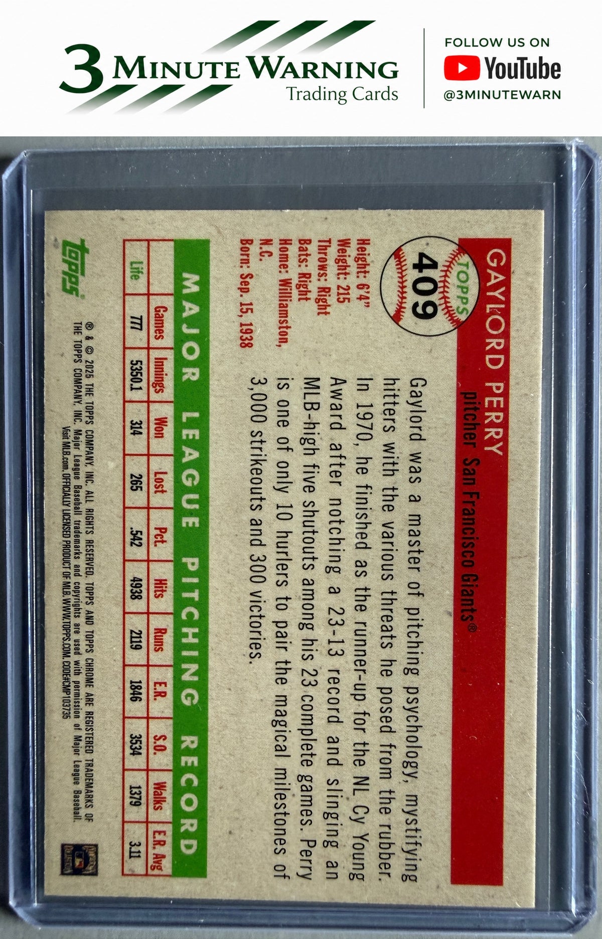 2025 Topps Chrome Platinum #409 Gaylord Perry