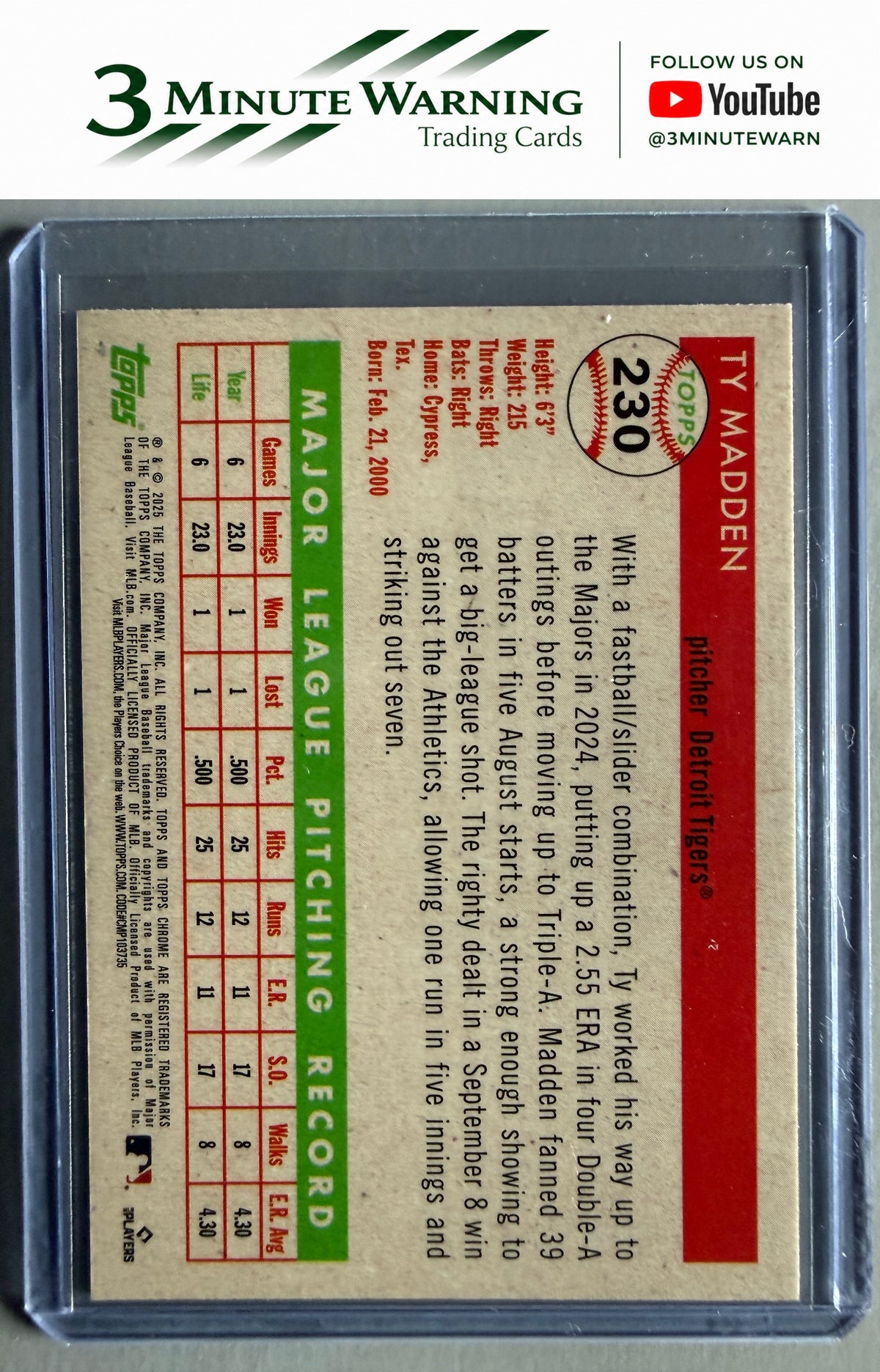 2025 Topps Chrome Platinum #230 Ty Madden