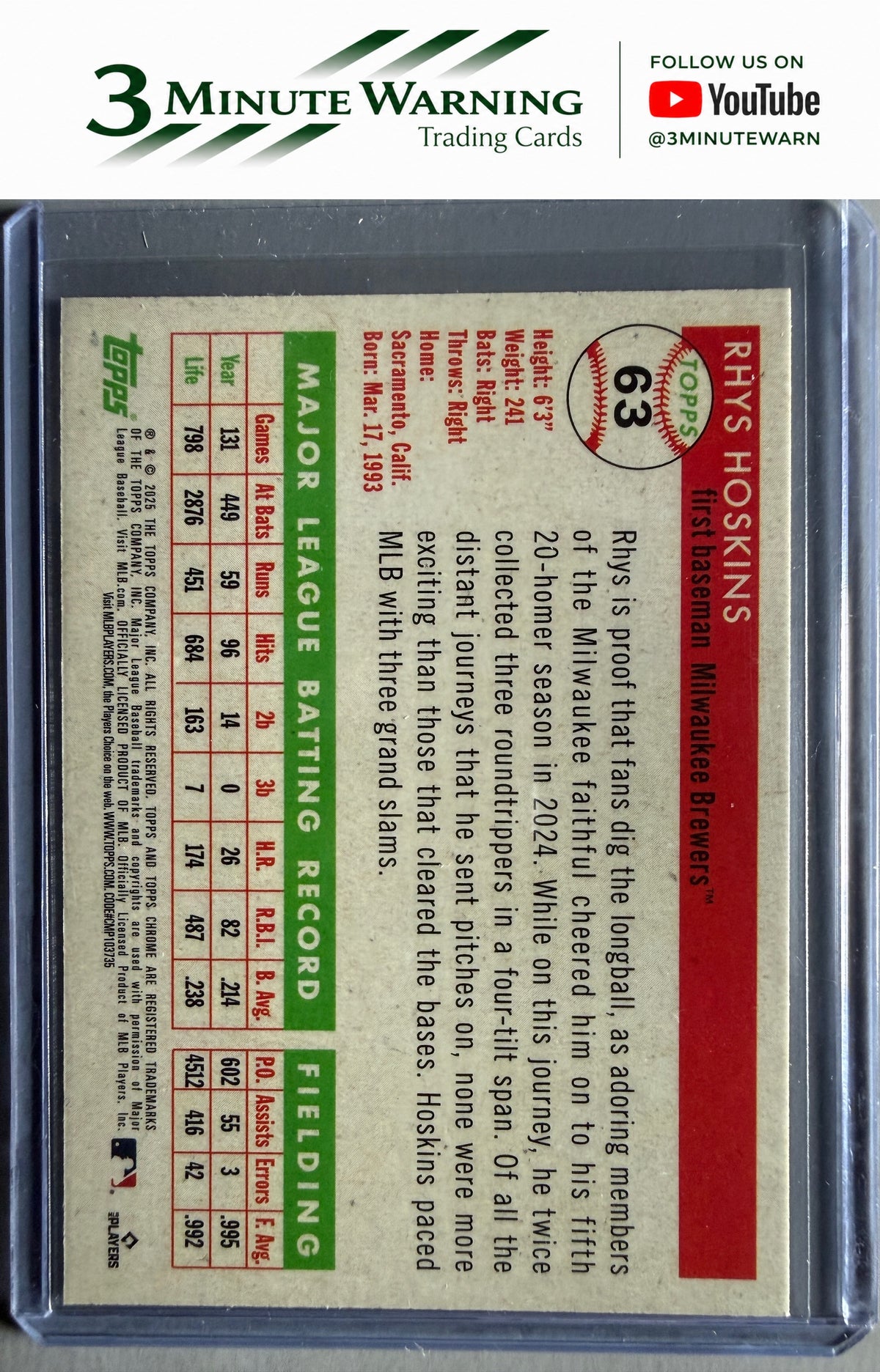 2025 Topps Chrome Platinum #63 Rhys Hoskins
