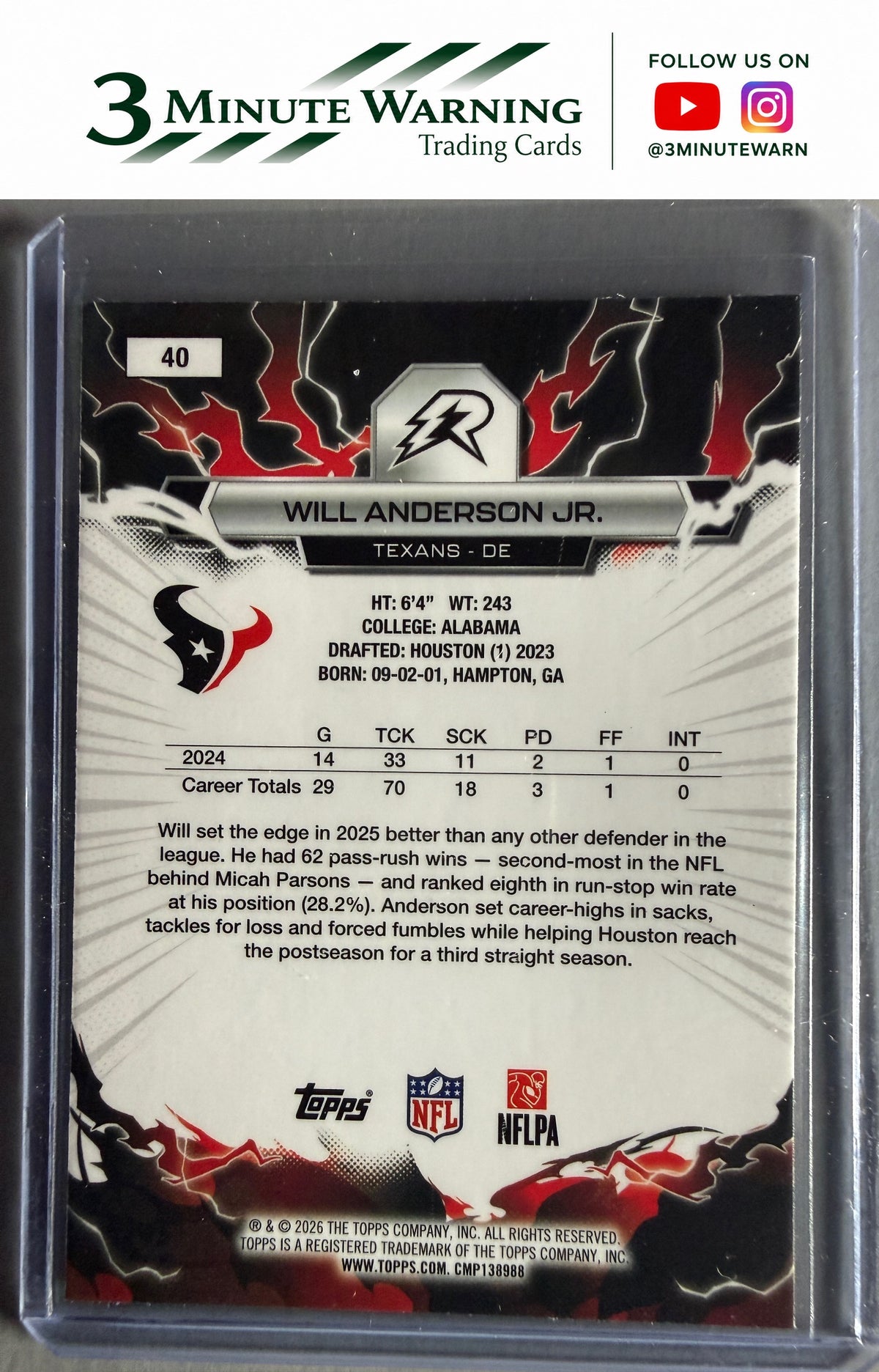2025 Topps Resurgence #40 Will Anderson Jr.