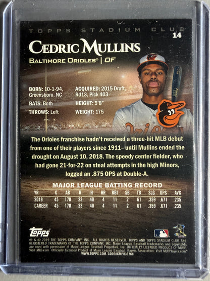 2019 Stadium Club #14 Cedric Mullins