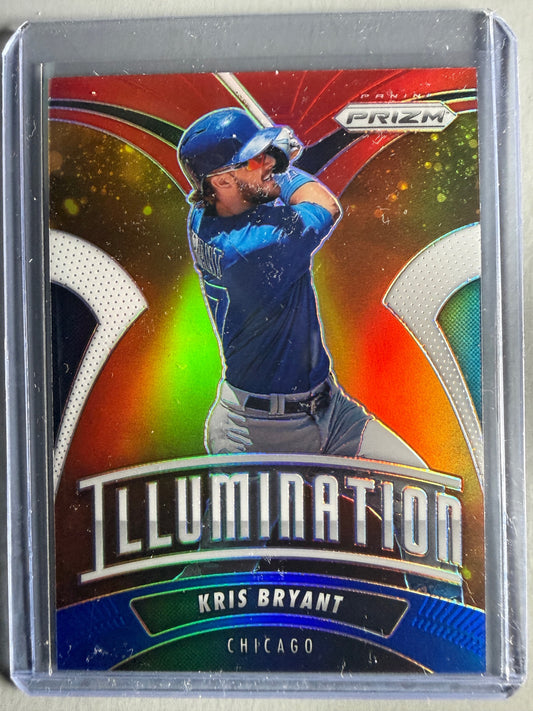 2020 Panini Prizm #I-9 Kris Bryant Illumination Red, White, and Blue Prizm