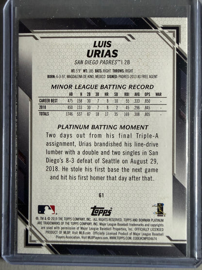 2019 Bowman Platinum #61 Luis Urias