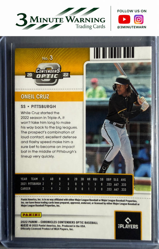 2022 Panini Chronicles #3 Oneil Cruz Contenders Optic