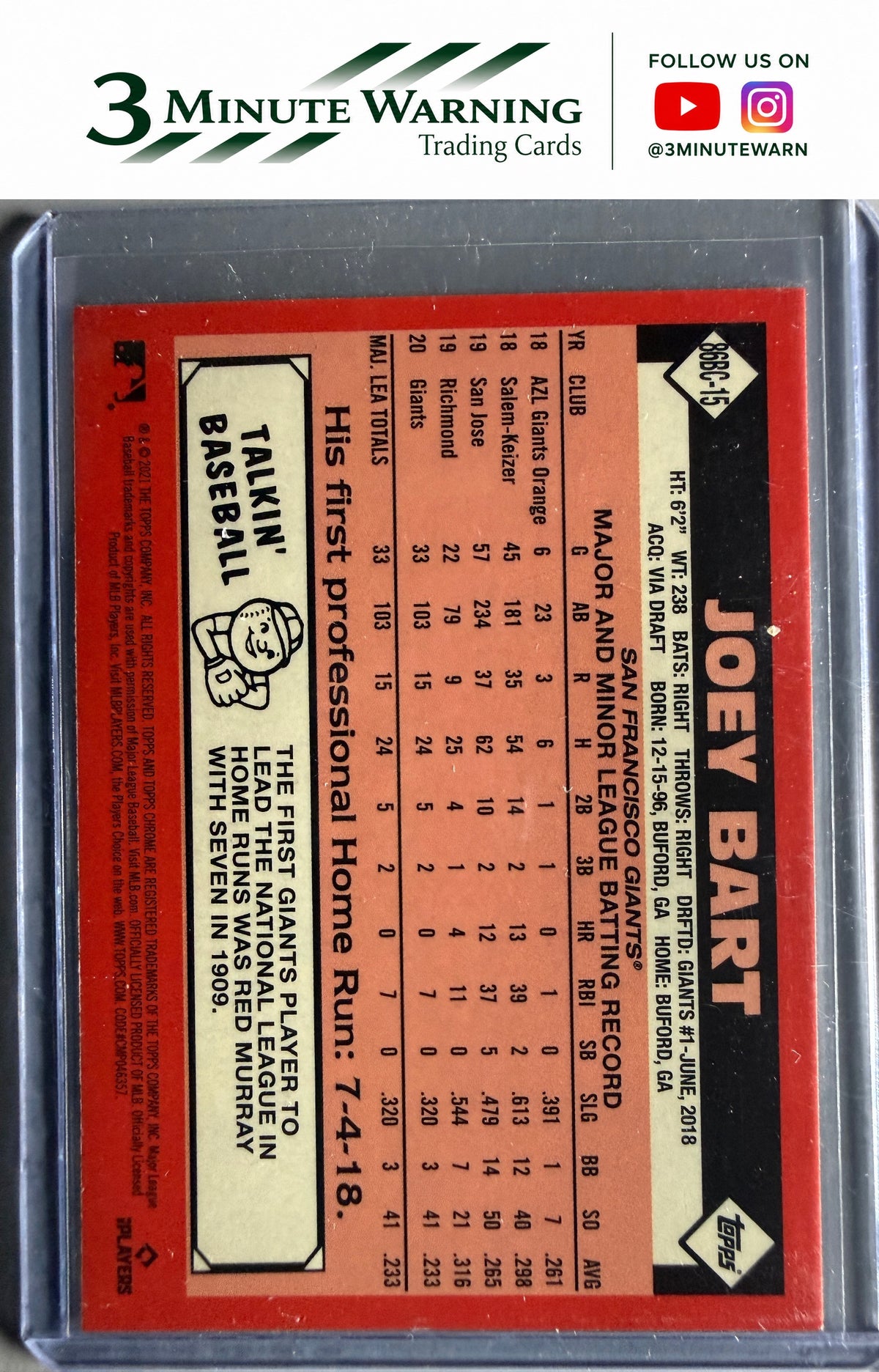 2021 Topps Chrome #86BC-15 Joey Bart 1986 Topps Baseball 35th Anniversary