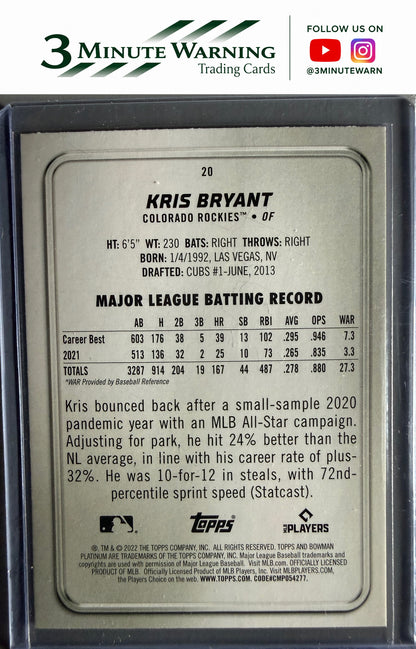 2022 Bowman Platinum #20 Kris Bryant