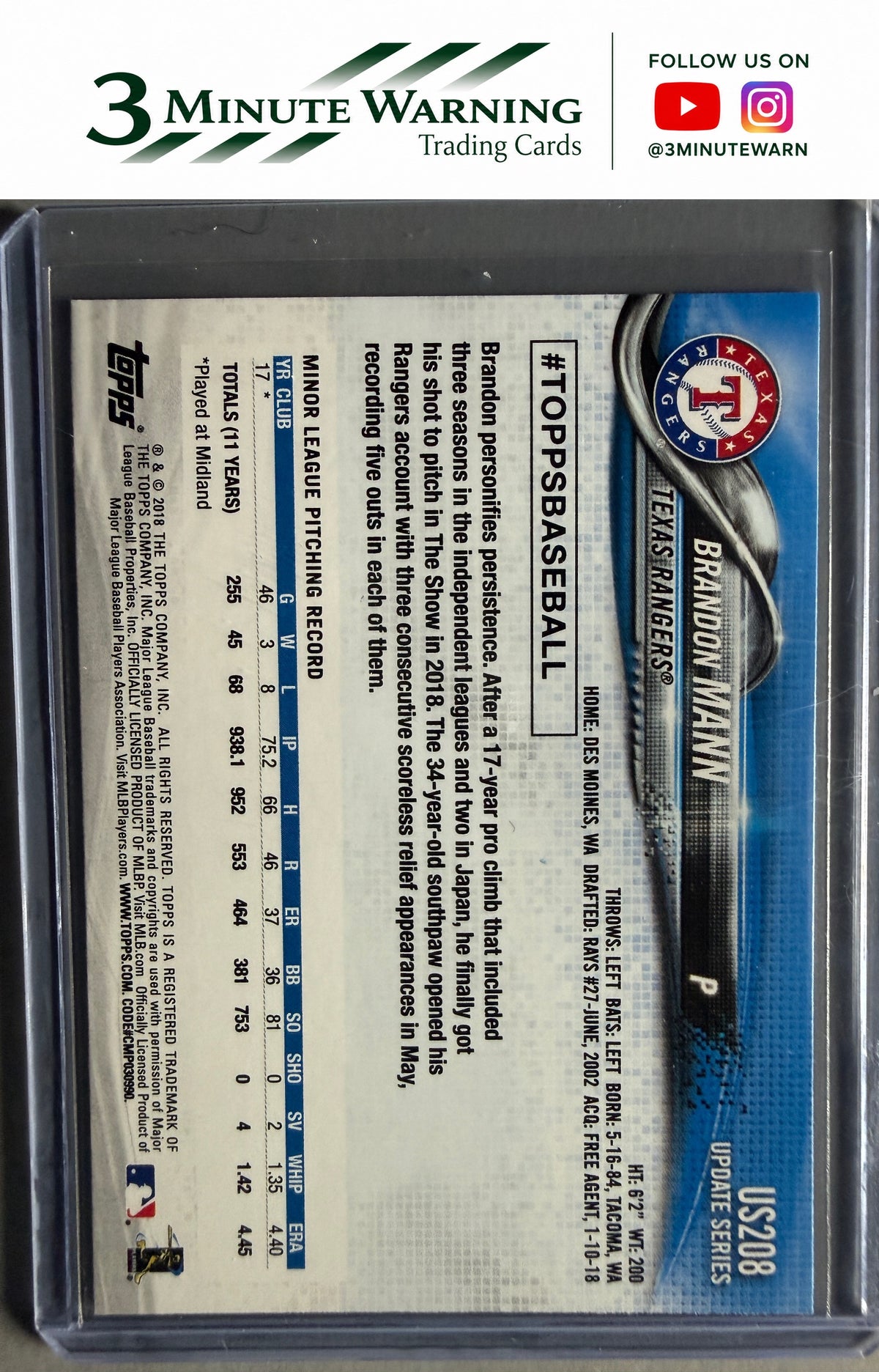 2018 Topps Update #US208 Brandon Mann