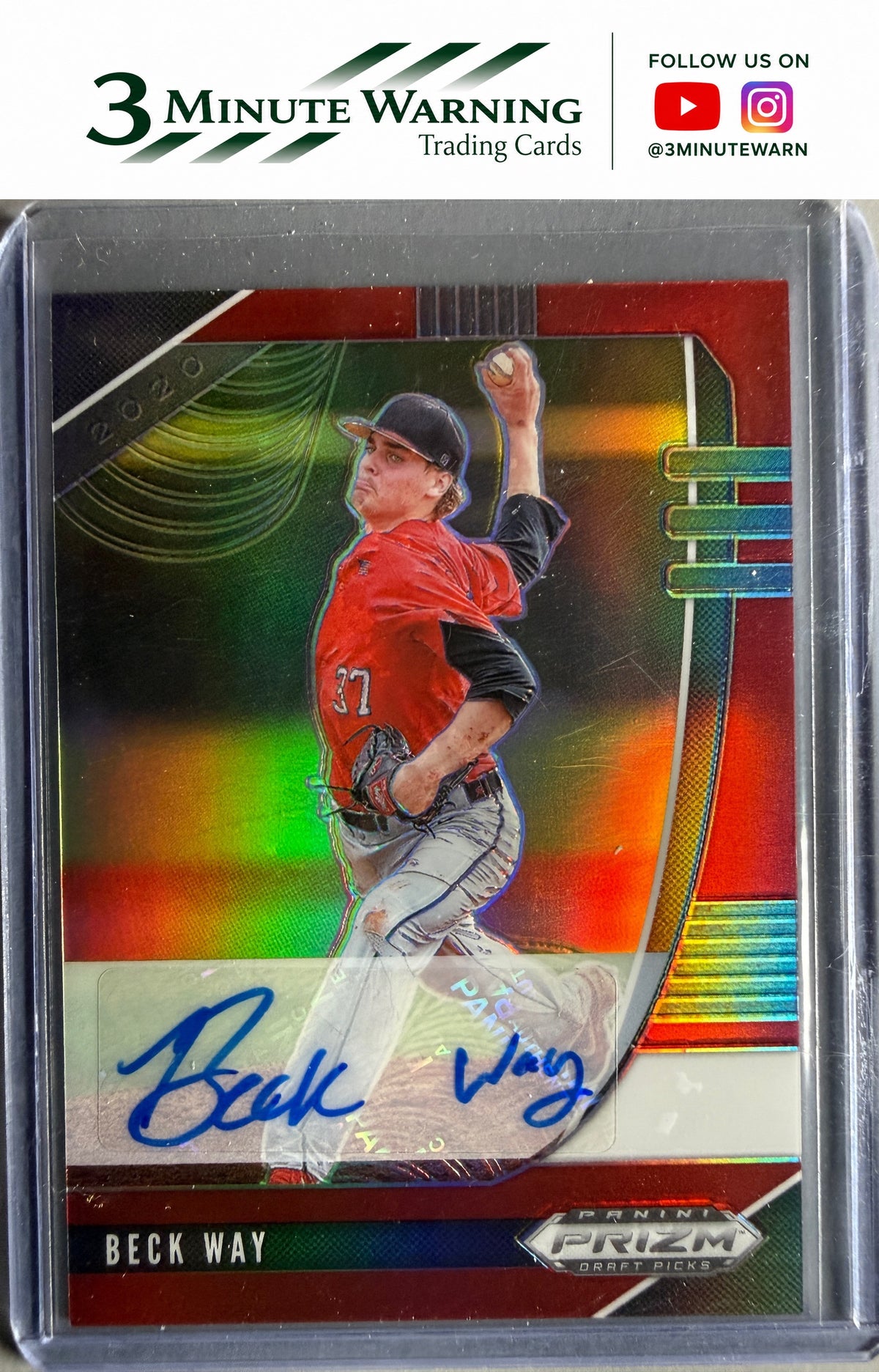 2020 Panini Prizm Draft Picks #PDP129 Beck Way Base Autographs Red Prizm #/50
