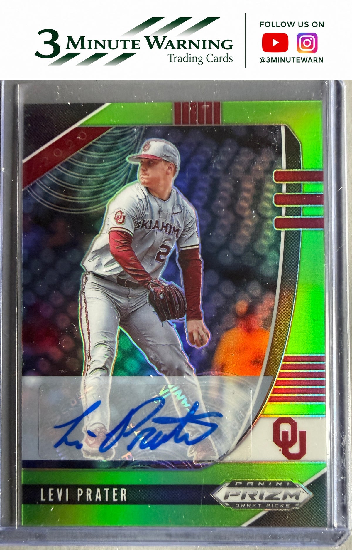 2020 Panini Prizm Draft #PDP93 Levi Prater Autographs Lime Green Prizm #/23
