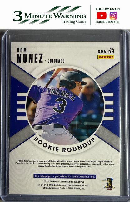 2020 Panini Contenders #RRA-DN Dom Nunez Rookie Roundup Autographs