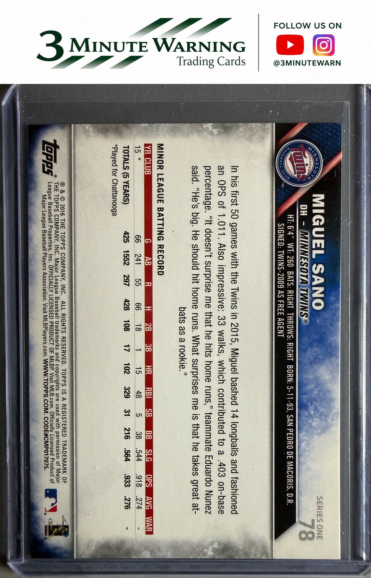 2016 Topps #78 Miguel Sano
