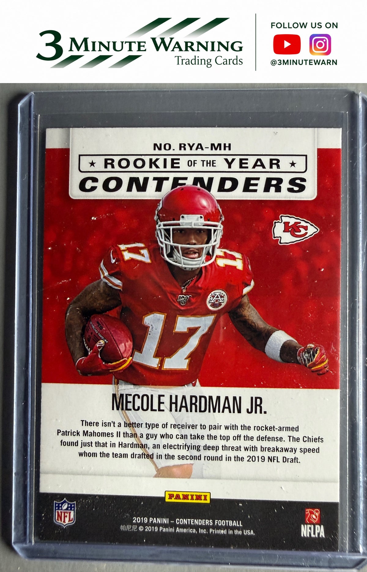 2019 Panini Contenders #RYA-MH Mecole Hardman Jr. Rookie of the Year Contenders