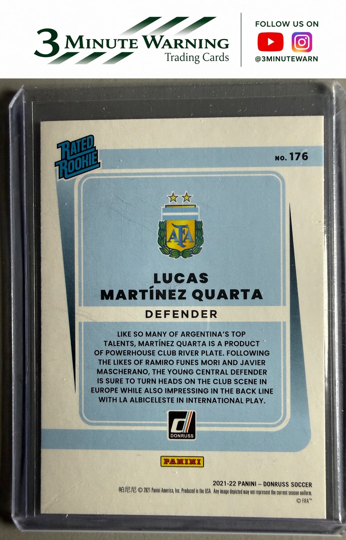 2021-22 Donruss #176 Lucas Martinez Quarta Holo Orange Laser