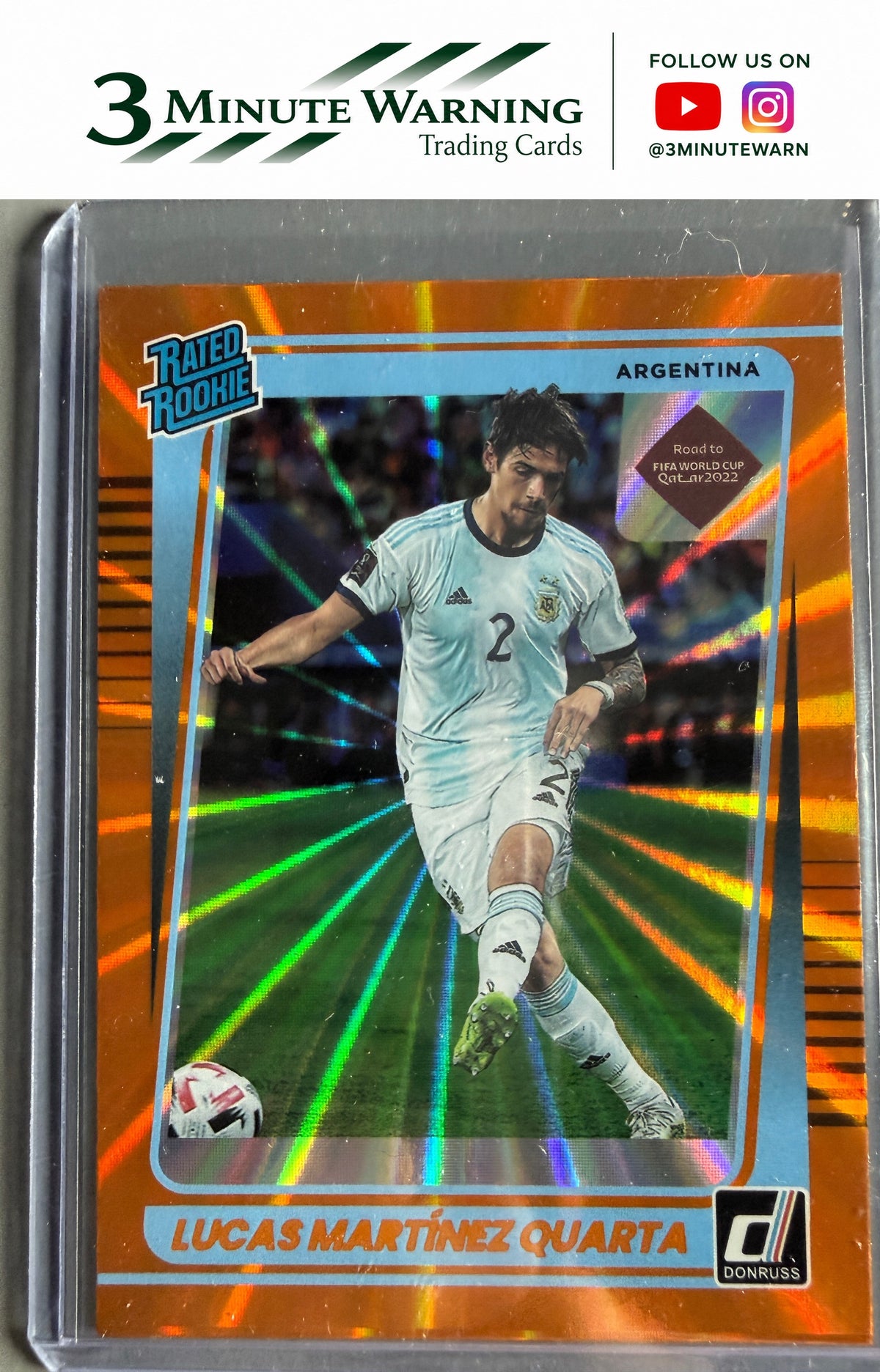 2021-22 Donruss #176 Lucas Martinez Quarta Holo Orange Laser