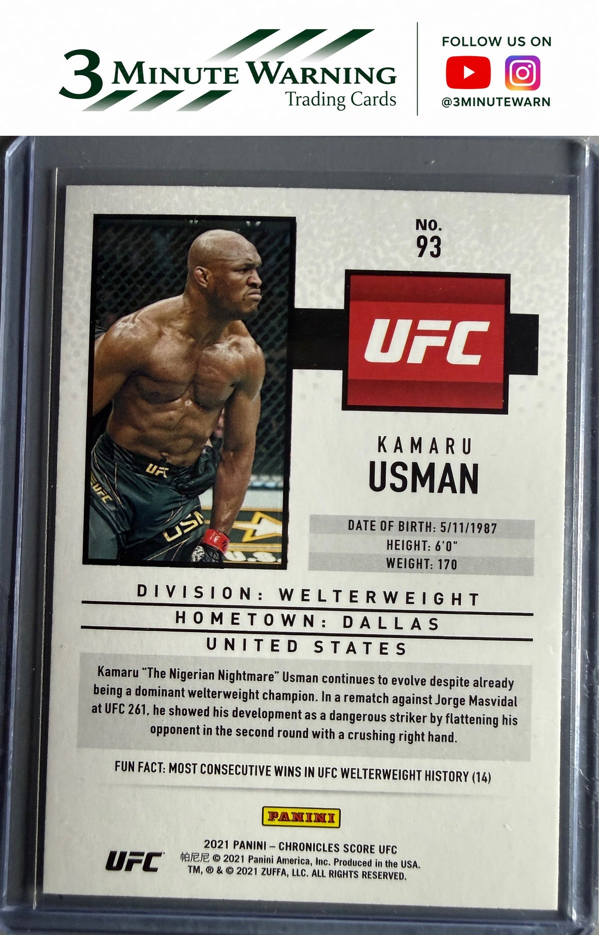 2021 Panini Chronicles UFC #93 Kamaru Usman