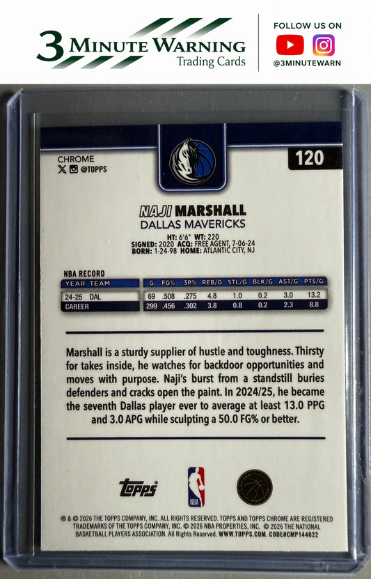 2025-26 Topps Chrome Update #120 Naji Marshall Raywave