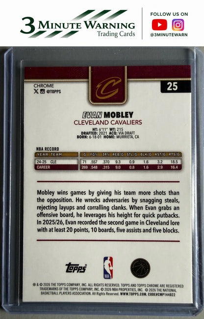 2025-26 Topps Chrome Update #25 Evan Mobley Raywave