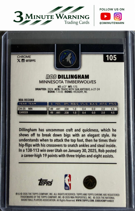 2025-26 Topps Chrome Update #105 Rob Dillingham