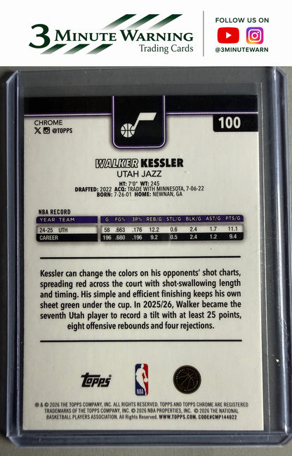 2025-26 Topps Chrome Update #100 Walker Kessler