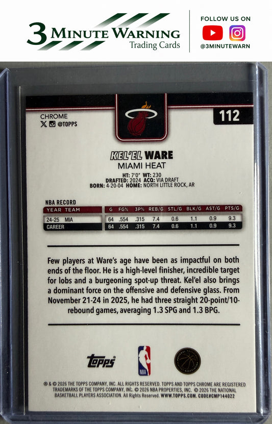 2025-26 Topps Chrome Update #112 Kel'el Ware XFractor