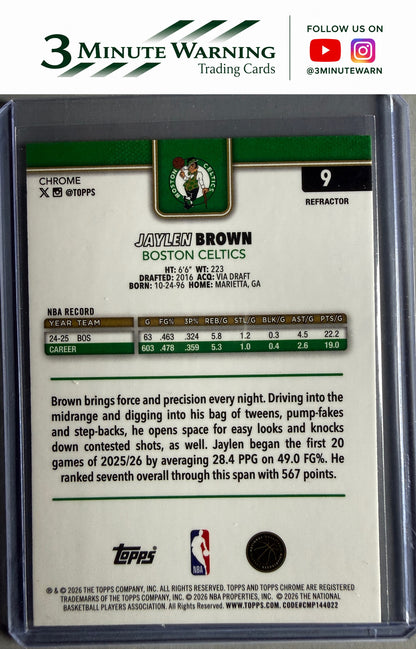 2025-26 Topps Chrome Update #9 Jaylen Brown Refractor