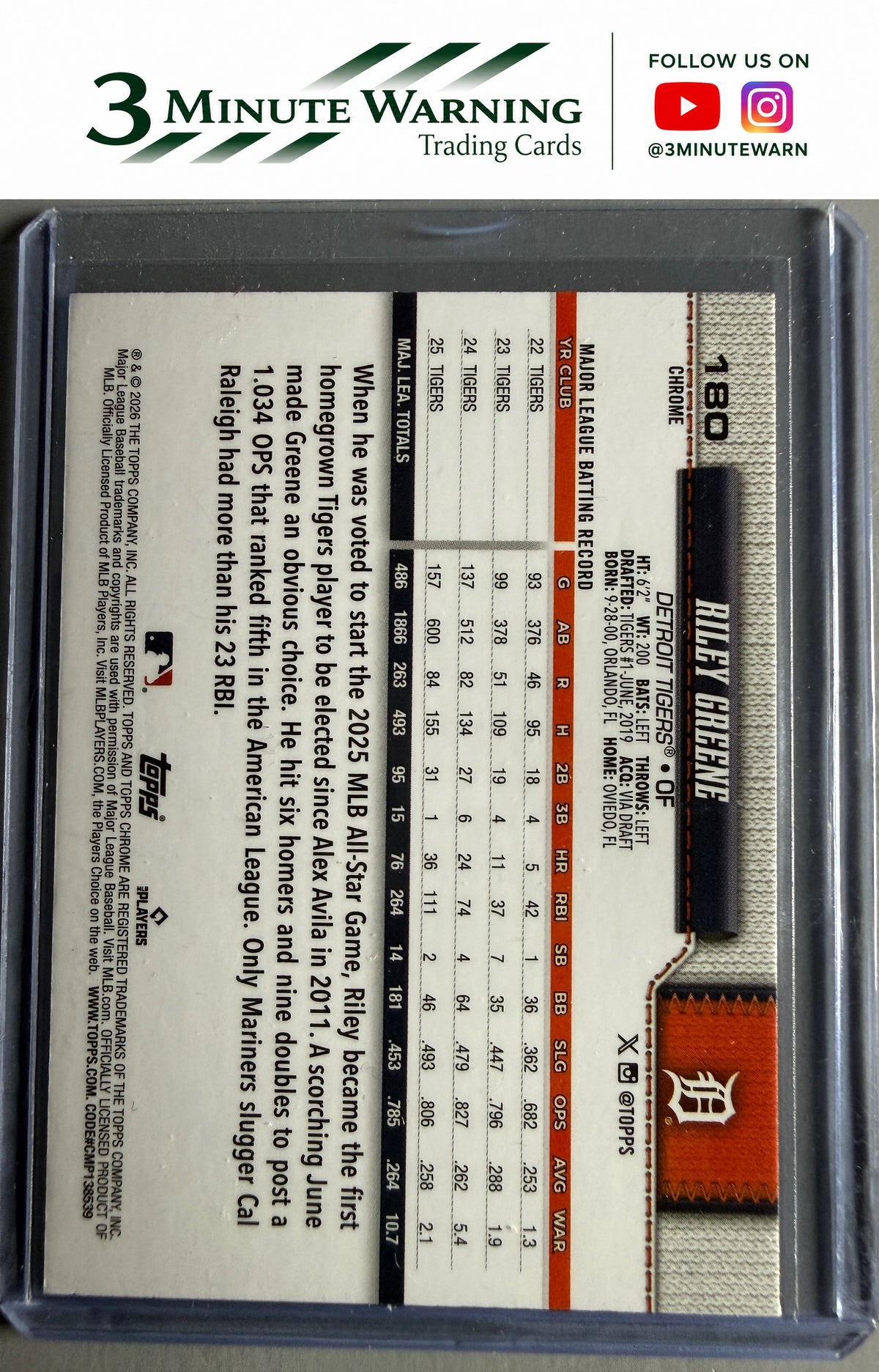 2026 Topps Chrome #180 Riley Greene