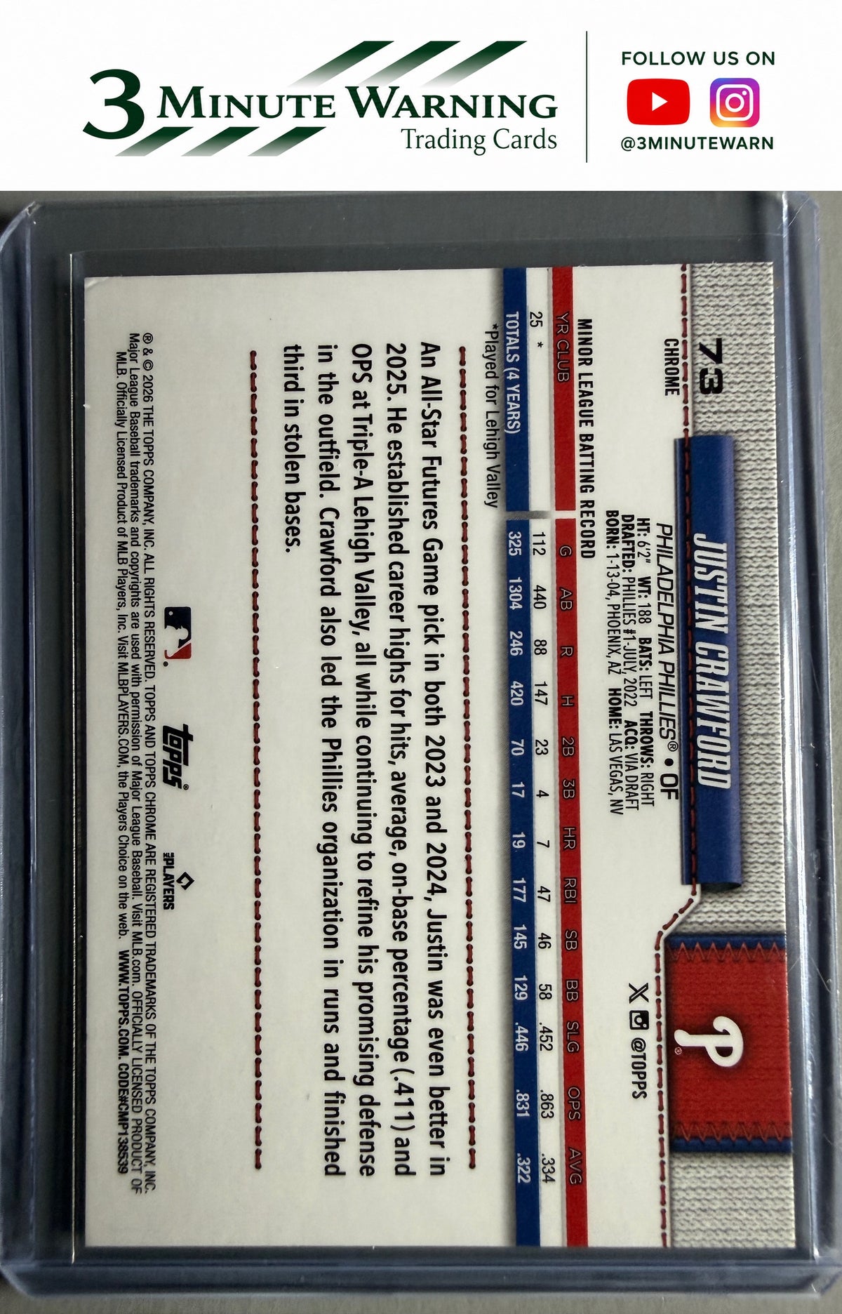 2026 Topps Chrome #73 Justin Crawford