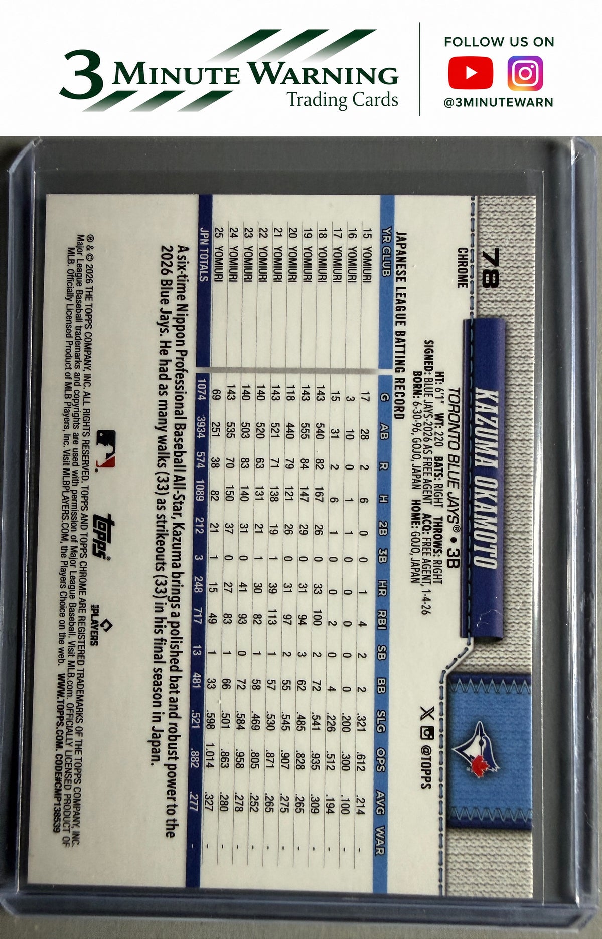 2026 Topps Chrome #78 Kazuma Okamoto