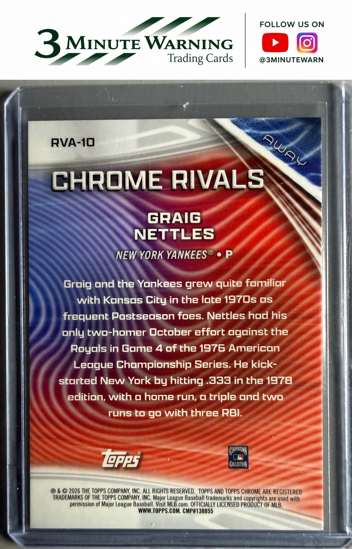 2026 Topps Chrome #RVA-10 Graig Nettles Chrome Rivals Away