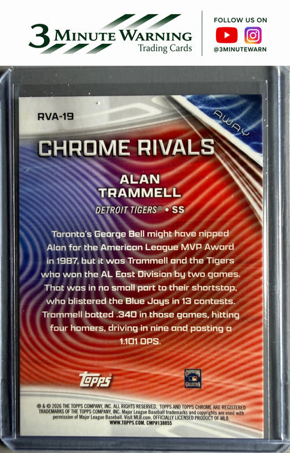 2026 Topps Chrome #RVA-19 Alan Trammell Chrome Rivals Away