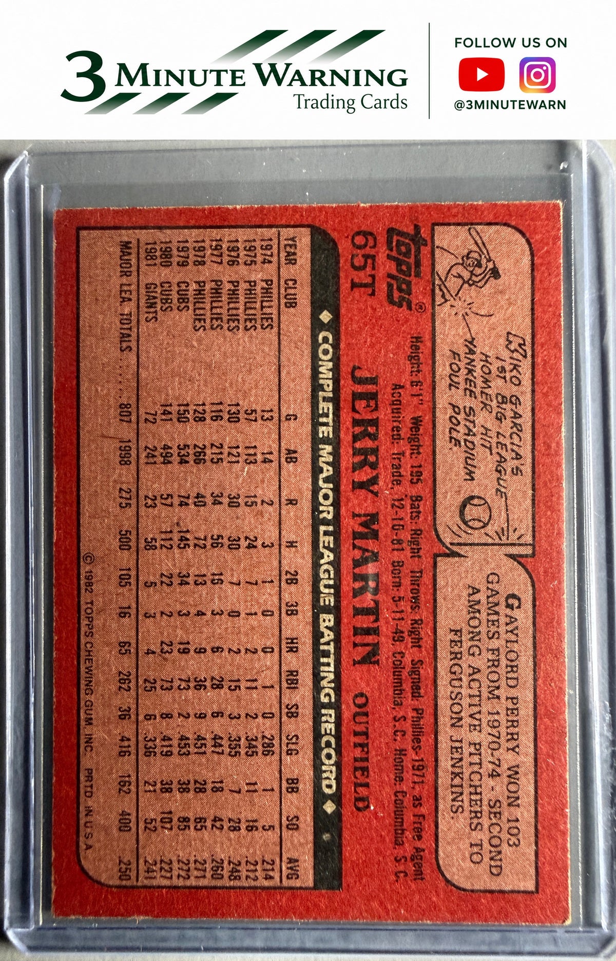 1982 Topps Traded #65T Jerry Martin